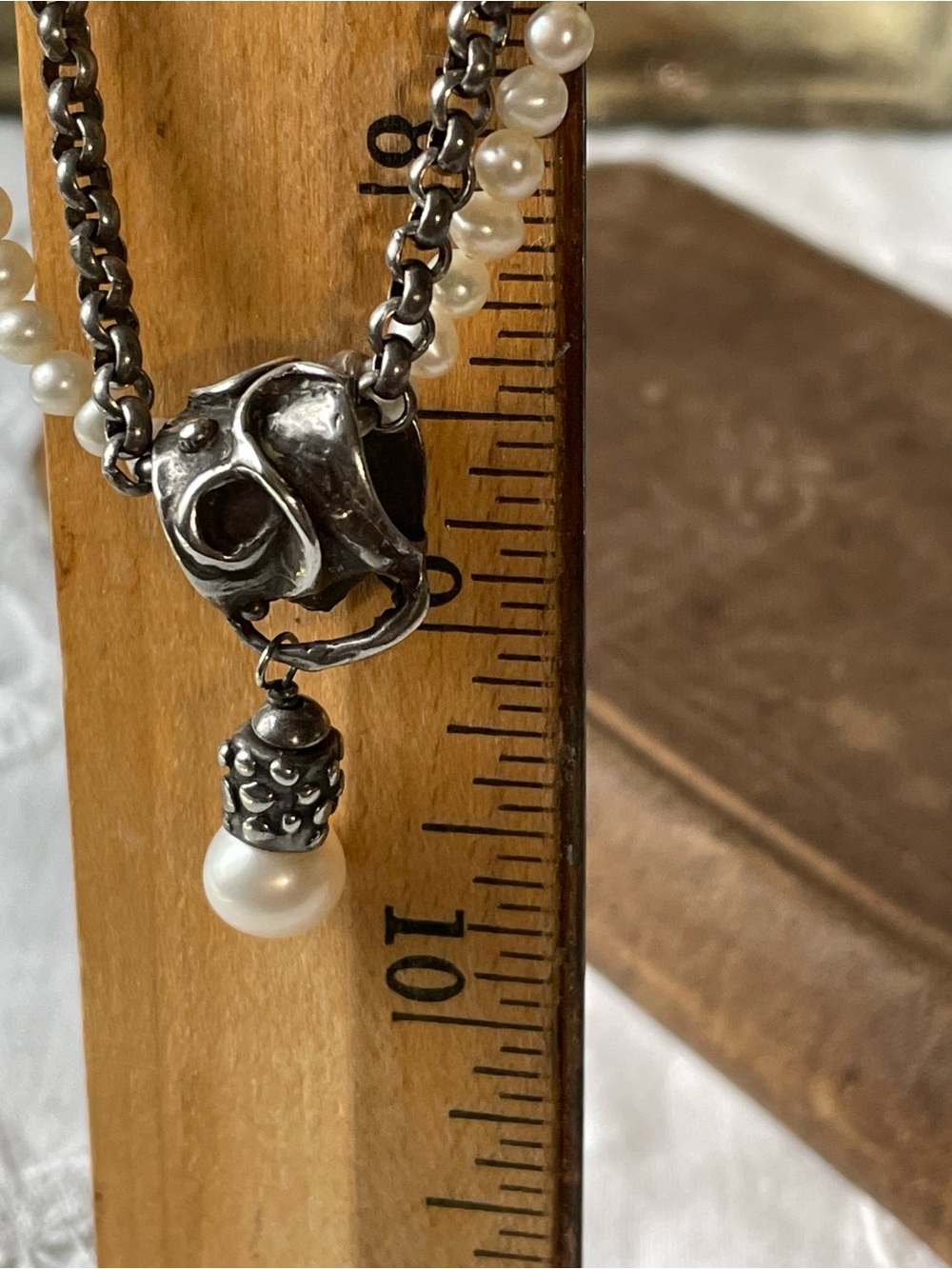 Vintage sterling silver chain & pearl necklace - Picture 6 of 7